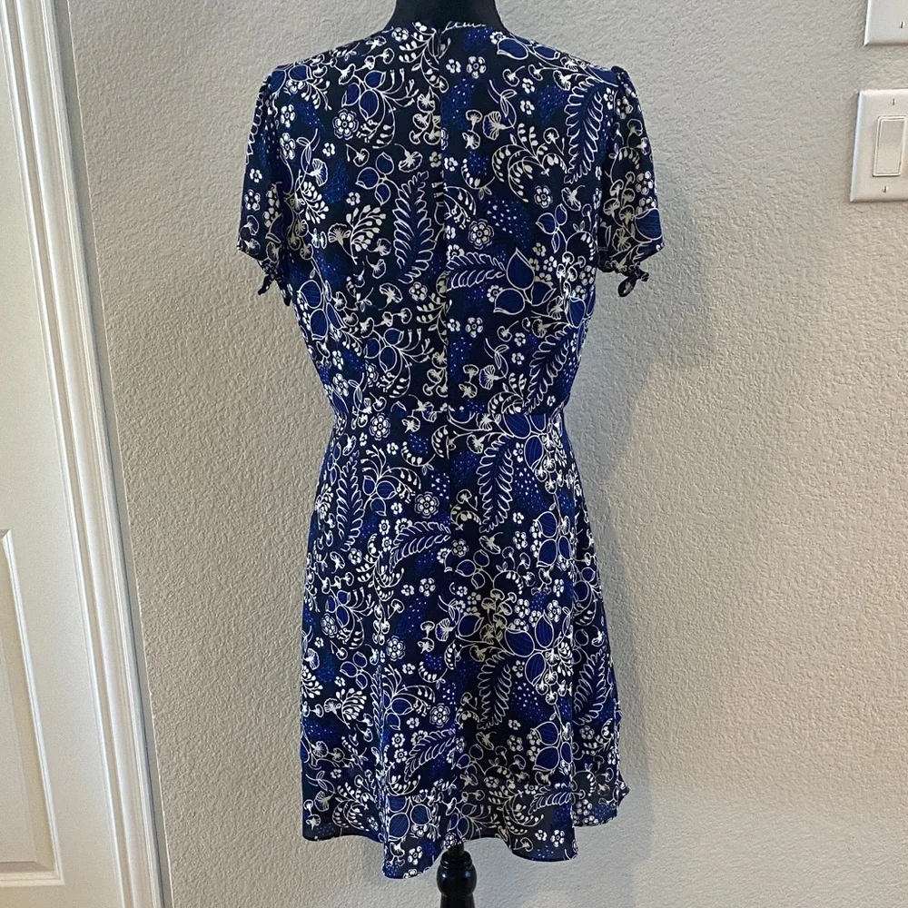 J. Crew Floral V-Neck Blue‎ Dress